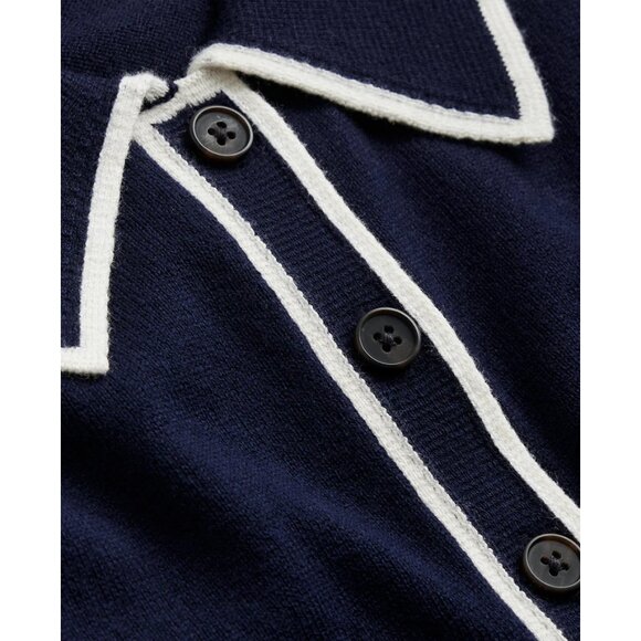 Boden Estelle Henley Sweater S Polo Collar Navy Blue Cotton Wool Blend Preppy - Picture 4 of 16